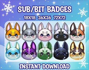 Cute Fox Sub / Bit Badges for Twitch | Discord | Youtube | Twitch Subscriber Badges, Streaming, Twitch Emote