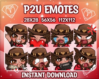 Cute Overwatch Cassidy  Emotes BUNDLE for Twitch | Discord | Youtube |  Streaming, Twitch Emote, 8 Stream Emotes Pack