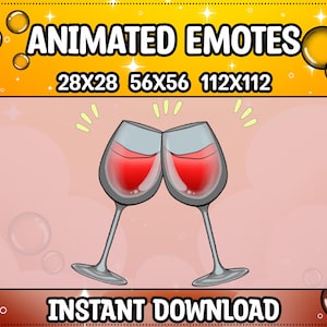 Animated Red Wine Glasses Emote for Twitch | Discord | Youtube | Kick, For Streamers, Twitch Emote, Cheers,  Animated Cheers Emote