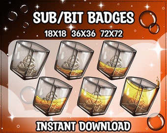 Whiskyglas Twitch Badges | Sub/Bit Anstecker