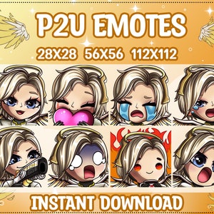 Cute Overwatch 2 Mercy Emotes BUNDLE for Twitch | Discord | Youtube | Streaming, Twitch Emote, 8 Stream Emotes Pack, Chibi, Kawaii