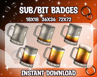 Bierglas Twitch Badges | Sub/Bit Anstecker