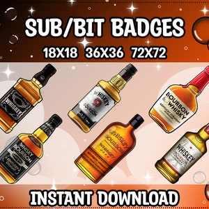 Whisky Flaschen Sub / Bit Badges für Twitch | Zwietracht | Youtube | Abonnenten Badges, Streaming, Cheer, Whisky Drink Twitch