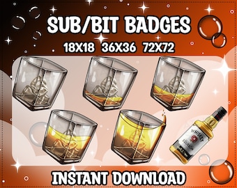 Whiskyglas Twitch Sub Badges | Bourbon Flasche Jubeln Emotes