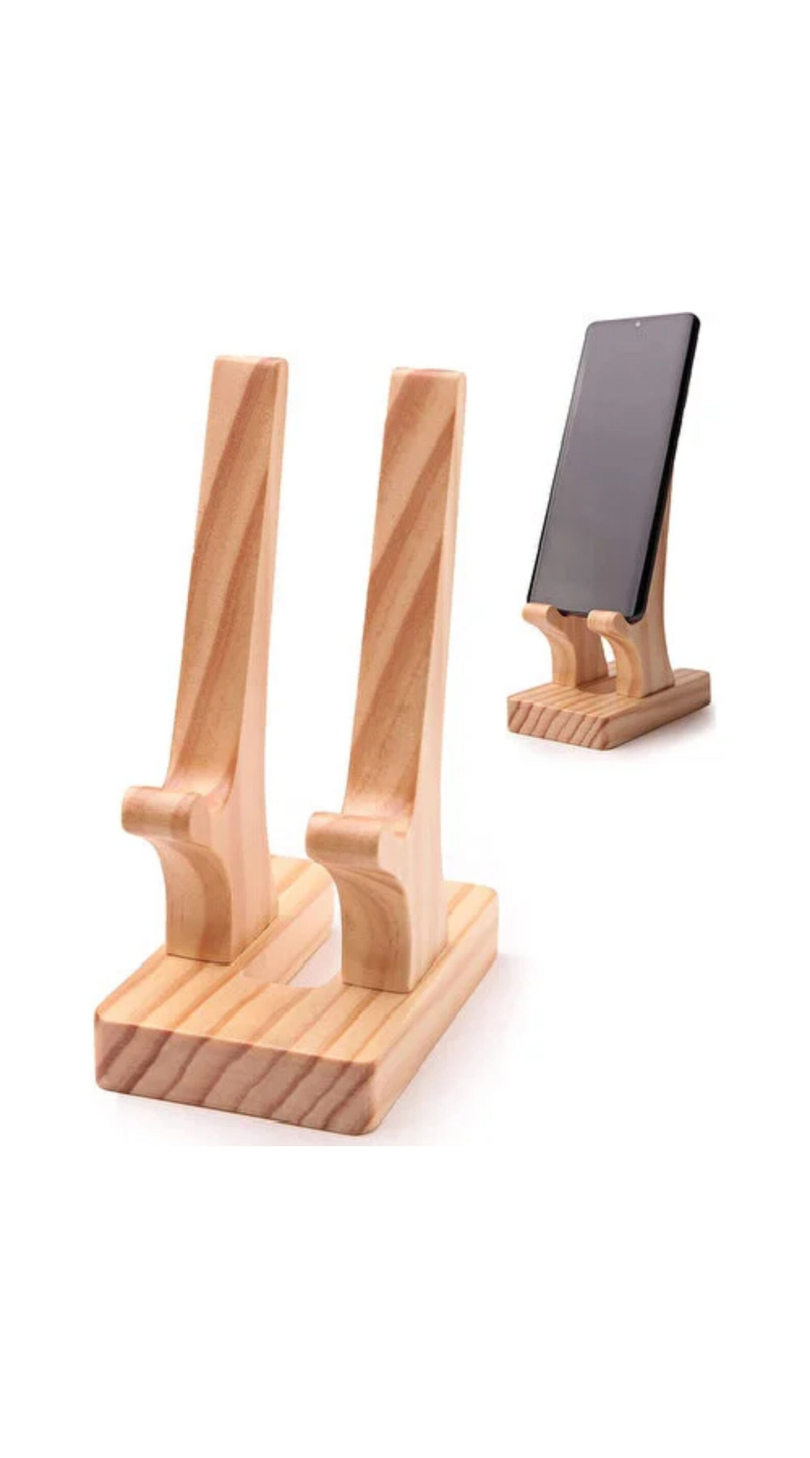 Wooden Phone Stand, Rechargeable Phone Holder, Phone Holder for Desk