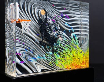Basketball Dunk Resin Art Piece Trophy, Jumping Sport 3D Still frame Sculpture