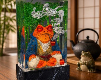 Boss Frog Resin Lamp | Zen Toad Smoking Pipe Sculpture