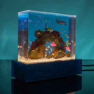 Barrier Reef 10 Layer Resin Acrylic Lamp Art