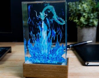 Dragon Serpent Blue Blast Nightlight 3d art for fantasy adventure lovers