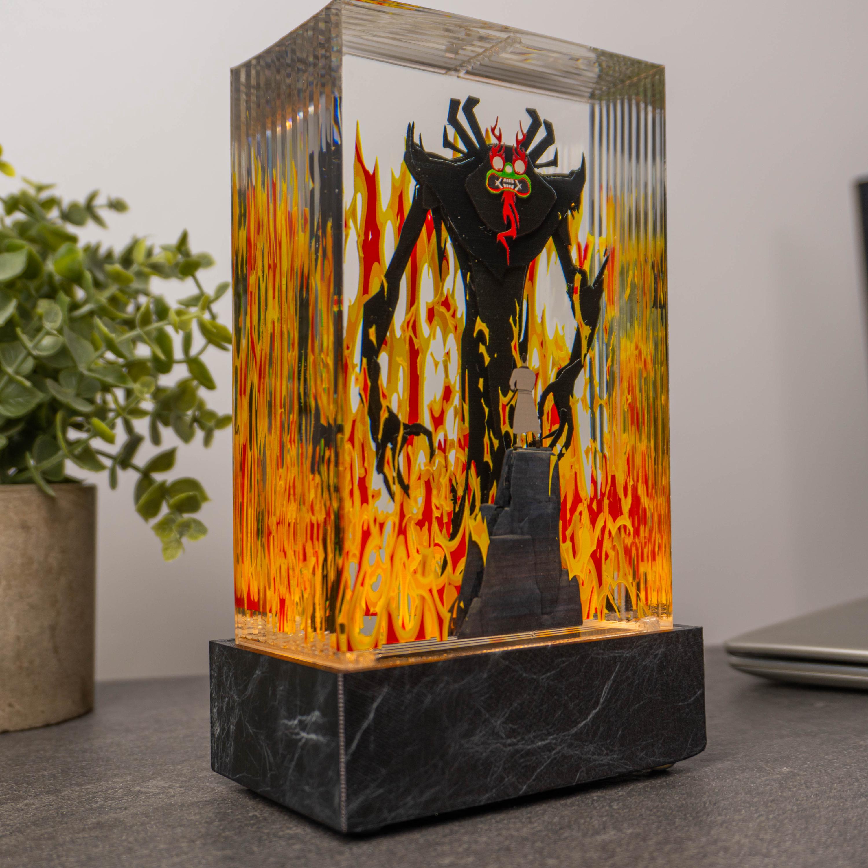 Samurai Jack Vs Aku Resin Art Old School Cartoon Lovers Fire Epoxy