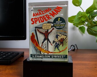 Comic book art 3D resin lamp Multilayer spider cover Epoxy Light Unique