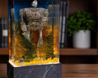 Iron Giant Robot Resin Lamp | Boy and Robot Sculpture