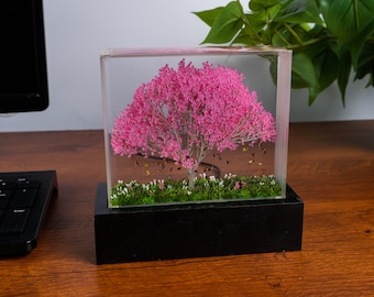 3D Cherry Blossom Colorful Desk Resin Lamp