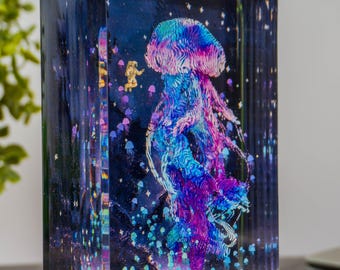 Cosmic Jellyfish Resin Lamp | Astronaut & Alien Space Sculpture