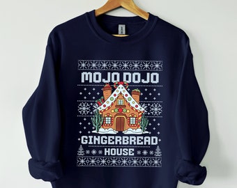 Mojo Dojo Gingerbread House - Punny Christmas Sweatshirt, Gingerbread House Shirt, Holiday Bar Crawl, White Elephant Gift, Cowboy Christmas