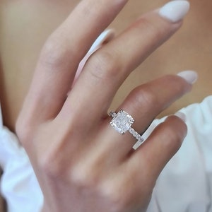 3.00 CT Cushion Cut Moissanite Engagement Ring/ 14K Solid Gold Propose Ring/ Solitaire Promise Ring For Women/ Bridal Wedding Ring For Her