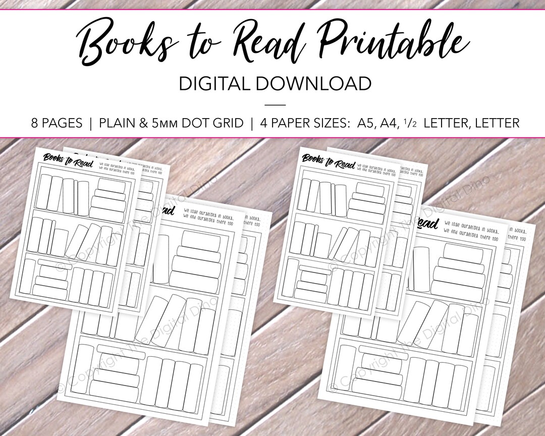 What to Read Digital Download Printable Reading List A5 Size &amp; Half ...