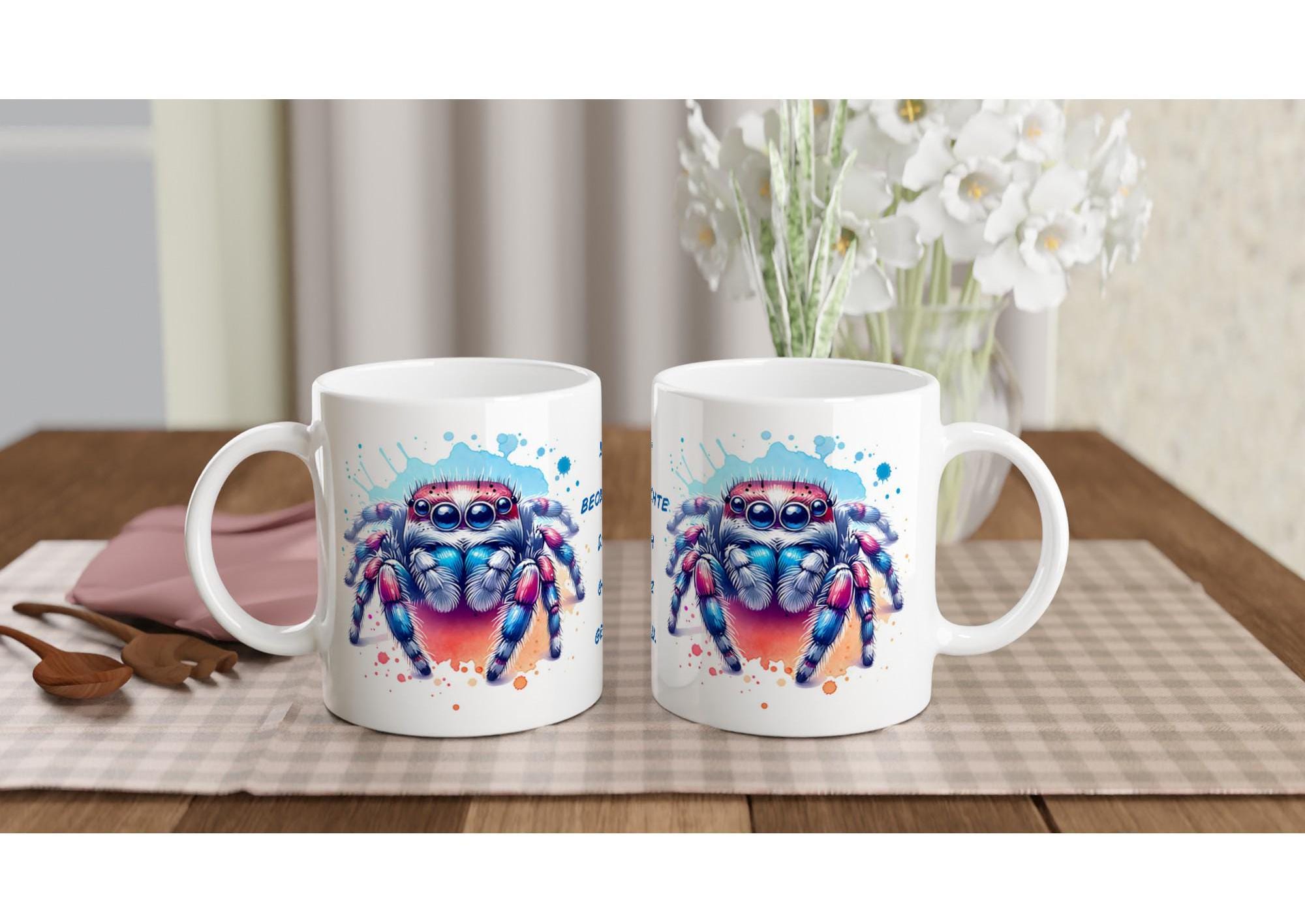 Cute jumping spider mug - coffee mug with saying "I'm watching you very closely" - perfect for spider lovers