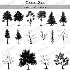 Vector trees - for backgrounds and more - black illustration as SVG and PNG files - commercially usable.