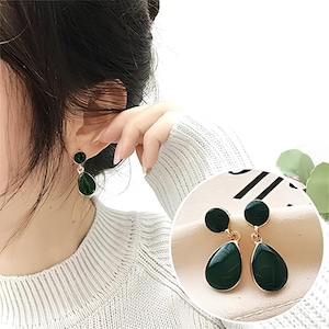 Green Onyx Teardrop Earrings: Gold-Plated Brass, Victorian Style