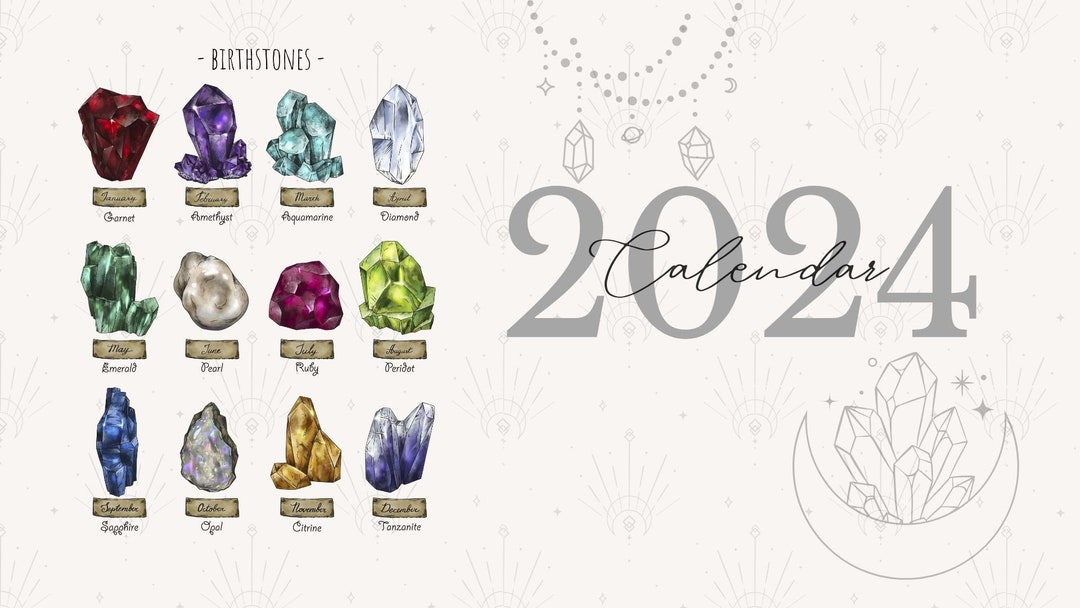 Crystal Birthstone 2024 Monthly Calendar Etsy