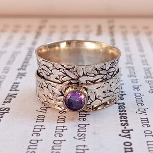 Amethyst Ring, Gemstone Ring, 925 Silver Ring, Natural Amethyst, Beautiful Ring, Spinner Ring, Band Ring, Amethyst Jewelry, Designer Ring
