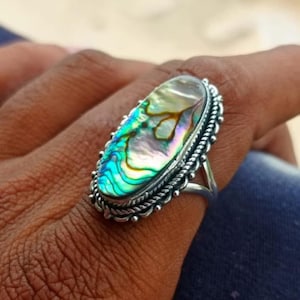 Abalone Shell Ring, Handmade Ring, Boho Ring, Natural Abalone, Designer Ring, Gift For Loved One, Gemstone Ring, Abalone Jewelry. Gift Her