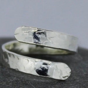 Sterling Silver Adjustable Wrap Ring Hammered Texture Handmade 925 Solid Silver,Everyday Jewellery, Finger Or Thumb Ring Fits All Women Ring