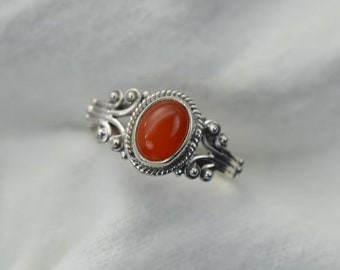 Carnelian Ring, Handmade Ring, 925 Silver Ring, Women Ring, Natural Carnelian, Gemstone Ring, Carnelian Jewelry, Statement Ring, Boho Ring