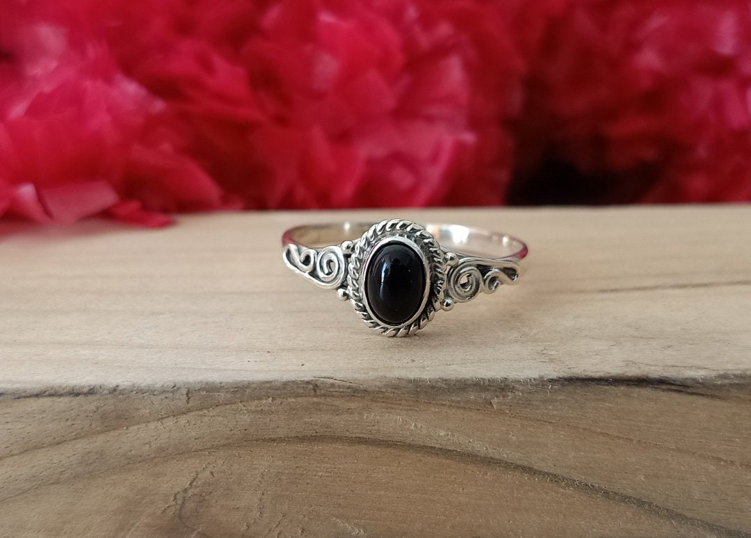 Black Onyx Ring, Handmade Ring, 925 Silver Ring, Gemstone Ring, Antique