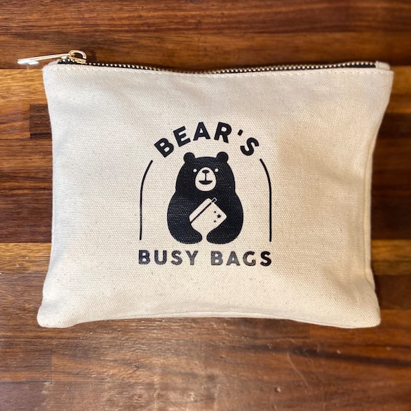 Classic Busy Bag. Gender neutral. 6"x8" canvas bag. Packed with tons of fun material to keep your kid entertained without screens on-the-go!