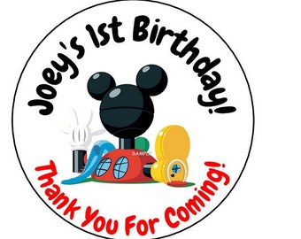 12 Personalized Kids Birthday Party Stickers, Goody Bag Box Labels, Favors, Tags, 2.5", Round, Custom Made