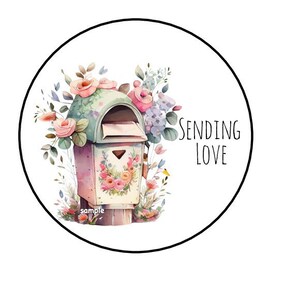 30 Sending Love Stickers Floral Mailbox Envelope Seals Labels Tags Stamps Stickers for Packages Mail Cards Gifts