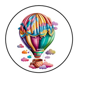 30 Rainbow Hot Air Balloon Stickers Labels Tags Envelope Seals 1.5&quot; Round Stamps Stickers for Cards Letters Gift Packages