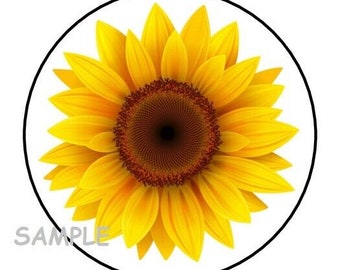30 sunflower envelope seals labels stickers 1.5" round favors