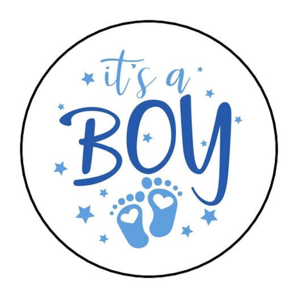 30 it's a boy baby shower envelope seals labels stickers 1.5" round favors