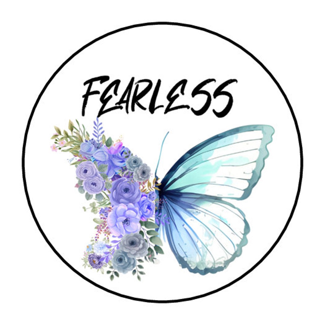 30 Fearless Stickers, Labels, Butterfly, Envelope Seals, 1.5, Round Etsy