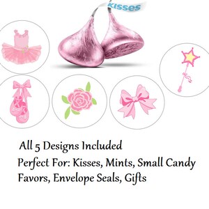 108 ballerina hershey kiss party stickers labels favors ballet pink birthday dancing