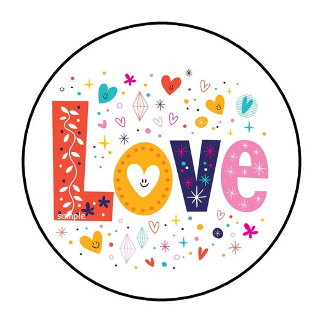 Love Line Sticker 30 Love Stickers, Labels, Tags, Envelope Seals, Stamps, Colorful, 1.5 ...