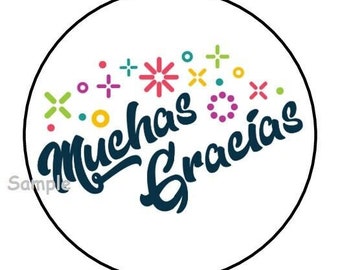 30 muchas gracias envelope seals labels stickers 1.5" round thank you gifts