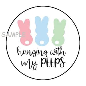 30 cute easter envelope seals labels stickers 1.5&quot; round hanging with my peeps