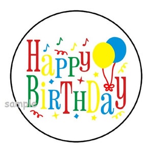 30 happy birthday balloons envelope seals labels stickers 1.5&quot; round confetti