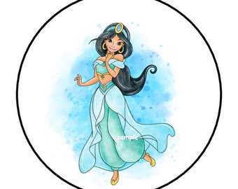 30 Princess Stickers, Labels, Tags, Birthday Party Favor Stickers, Envelope Seals, 1.5", Round, Custom Made
