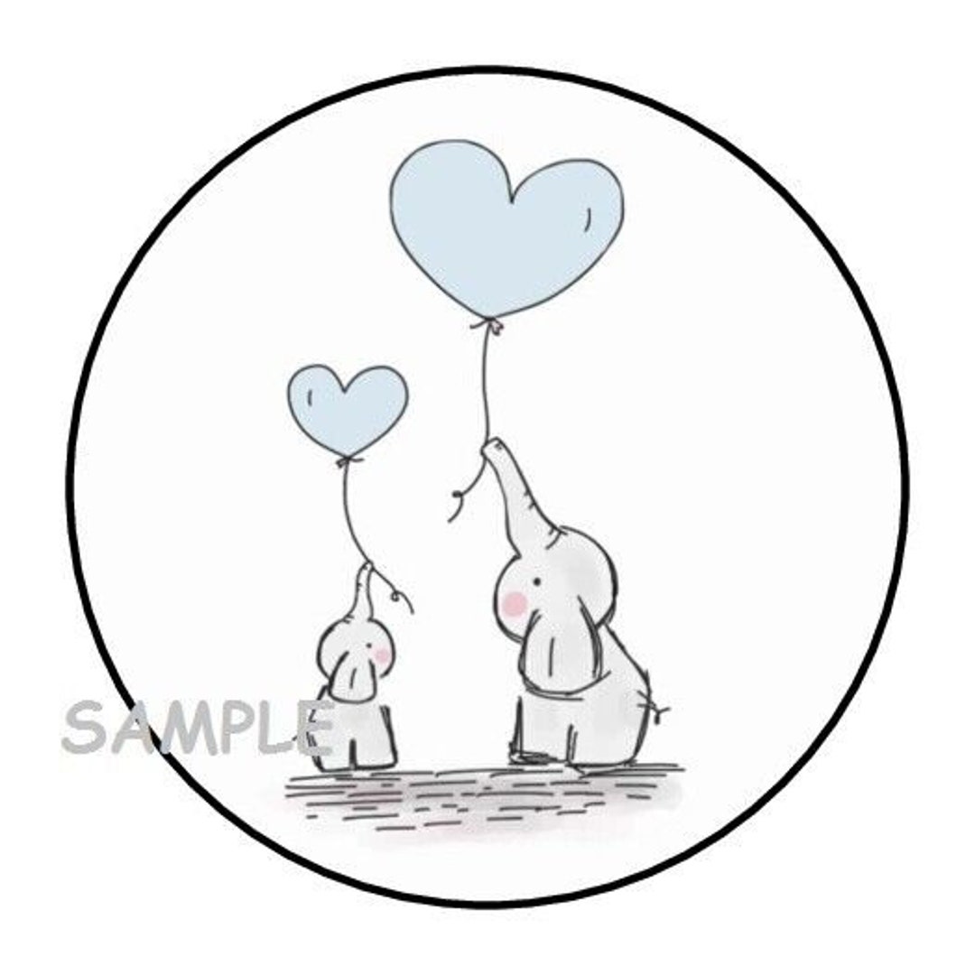 30 Elephants With Blue Balloons Envelope Seals Labels Stickers Etsy