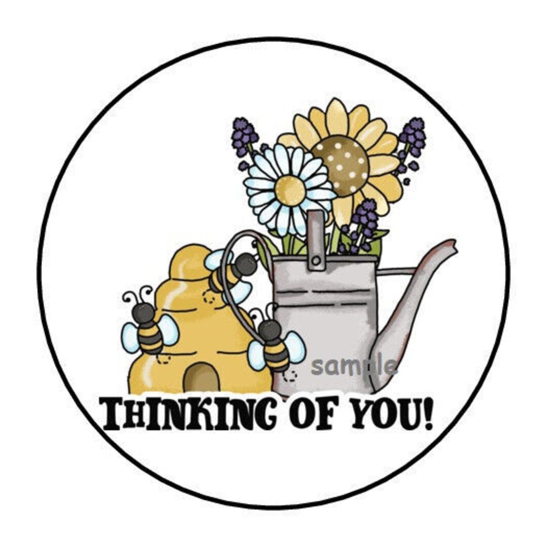 30 THINKING OF YOU ENVELOPE SEALS LABELS STICKERS PARTY FAVORS 1.5 ROUND