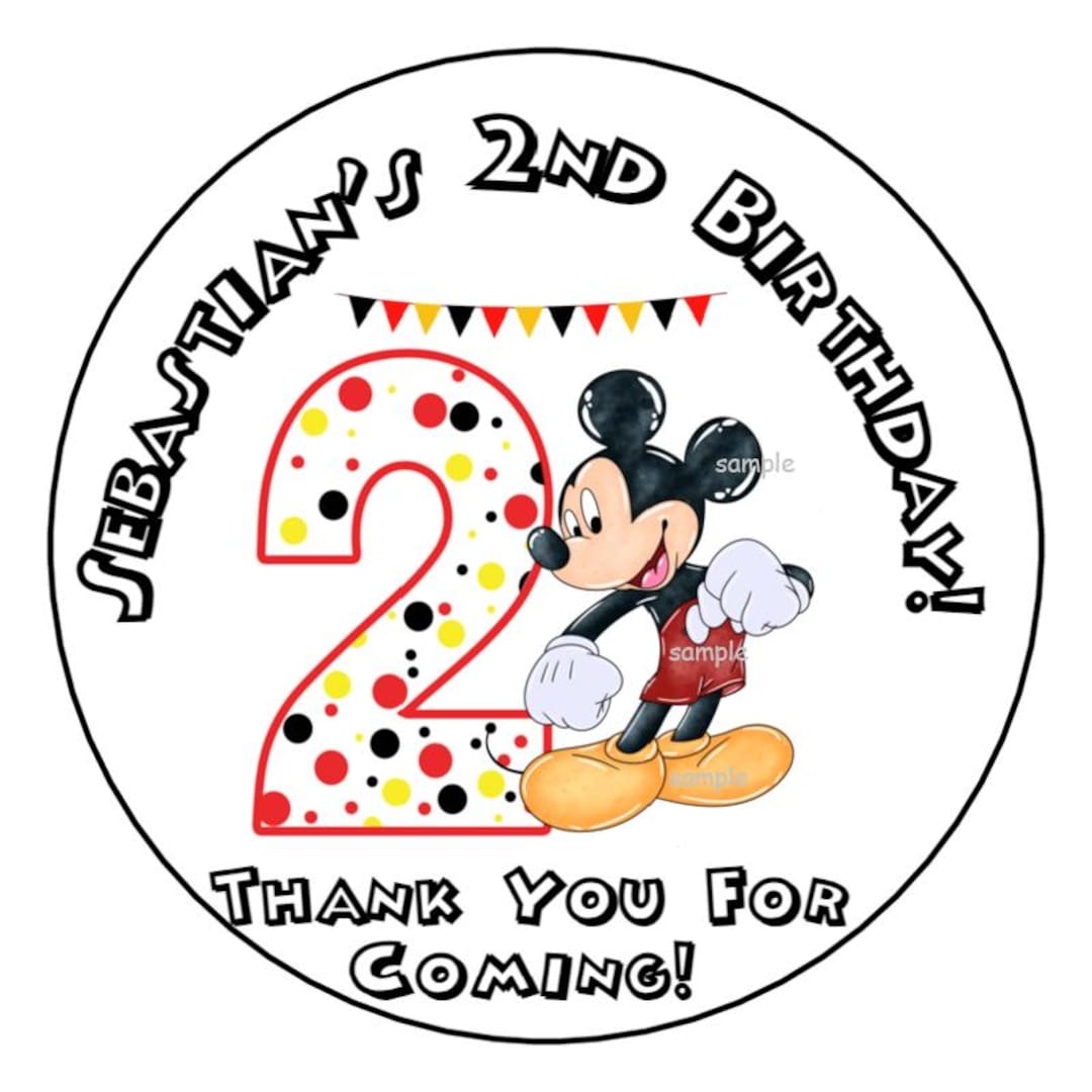 2nd Birthday Party Favor Stickers, Labels, Tags, 2.5