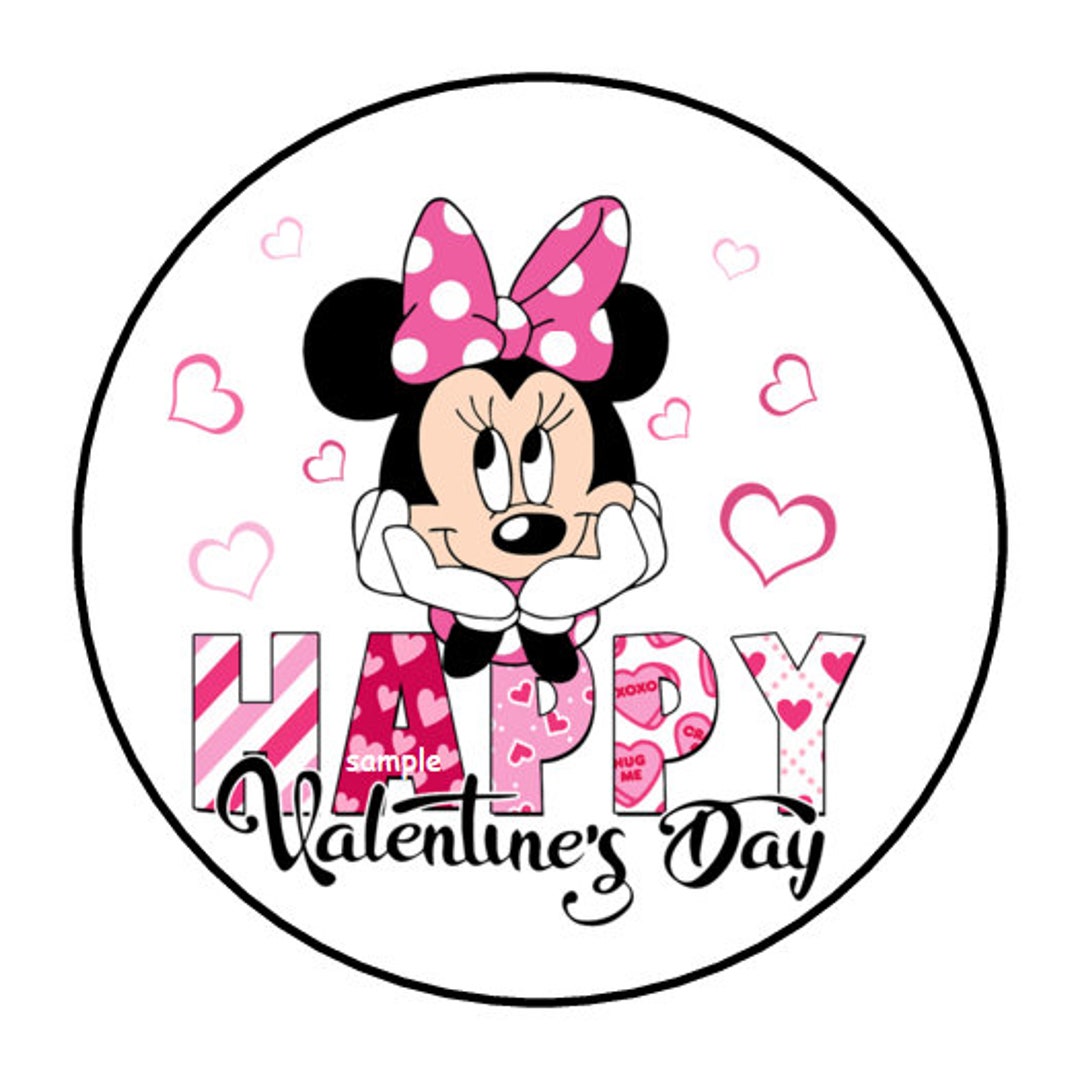 30 Minnie Mouse Valentines Day Stickers Envelope Seals Labels 1.5 ...
