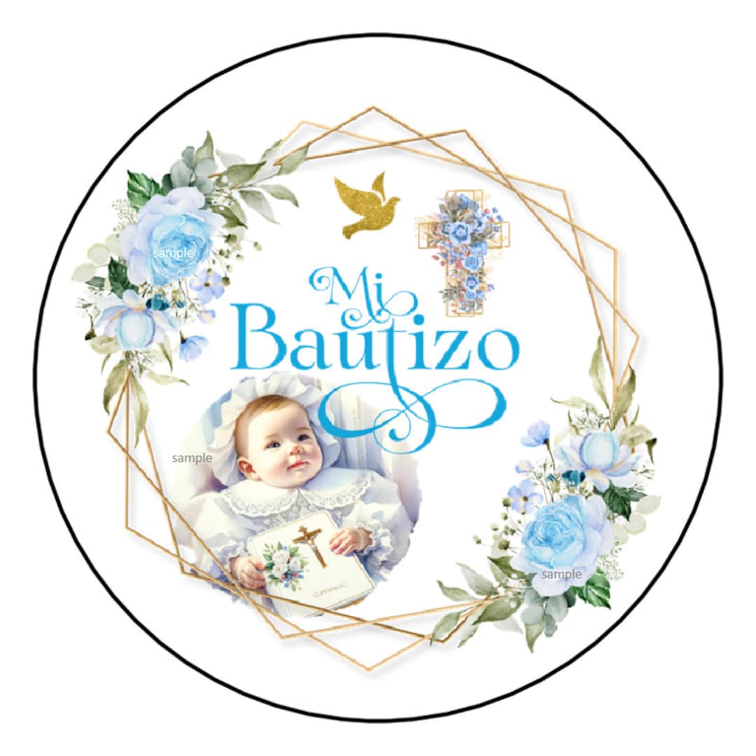 12 Mi Bautizo Stickers, Tags, Labels, Favors, Stamps, 2.5", Round ...