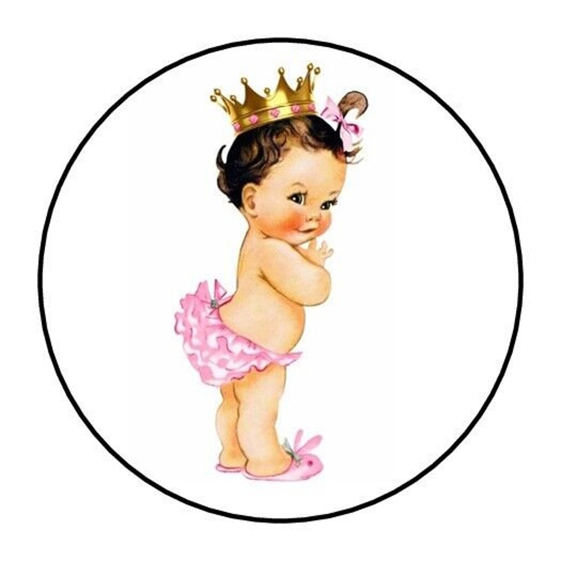 30 Vintage Baby Princess Stickers Labels Favors Shower Girl Pink 1.5 ...