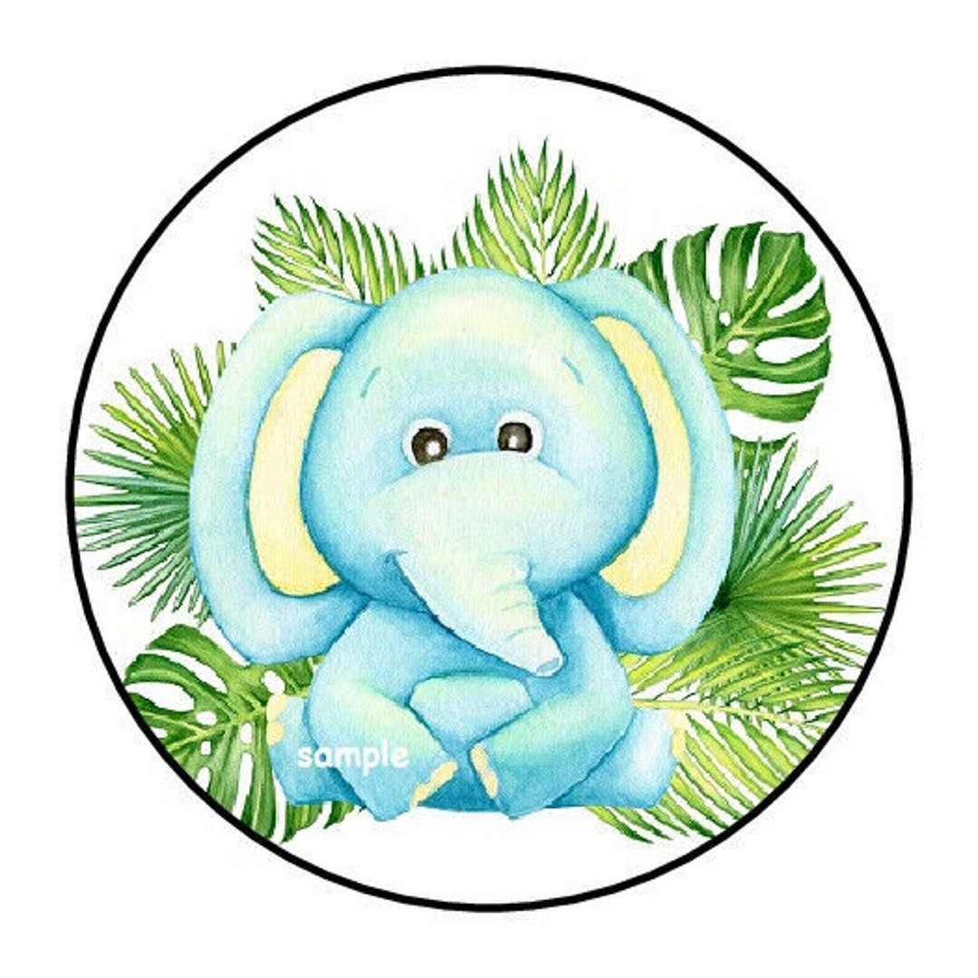 30 Cute Baby Elephant Envelope Seals Labels Stickers 1.5 Etsy